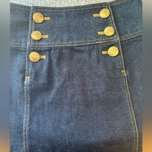 Ralph Lauren Dark Blue Denim Skirt with Gold Nautical Buttons